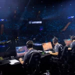 CS2 players competing at an esports tournament